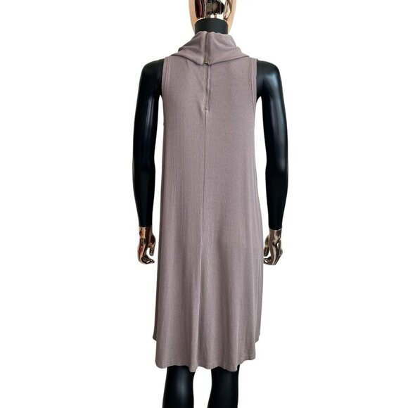 Umgee Taupe Cowl Neck Sleeveless A-Line Swing Dress - Size Small - Picture 3 of 10